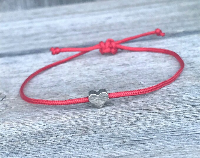 Mini Heart Bracelet, Wish Bracelet, Heart Adjustable Bracelet, Friendship Bracelet, Make wish Bracelet, Dainty Heart Bracelet, Valentine