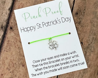 St Patrick's Day Make a Wish Bracelet, Wish Bracelet, Pinch Proof Bracelet, Green Wish Bracelet, Get Your Green On, St Patrick's Day Gift