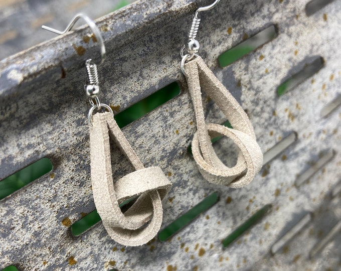 Handmade Faux Suede Leather Knot Earrings
