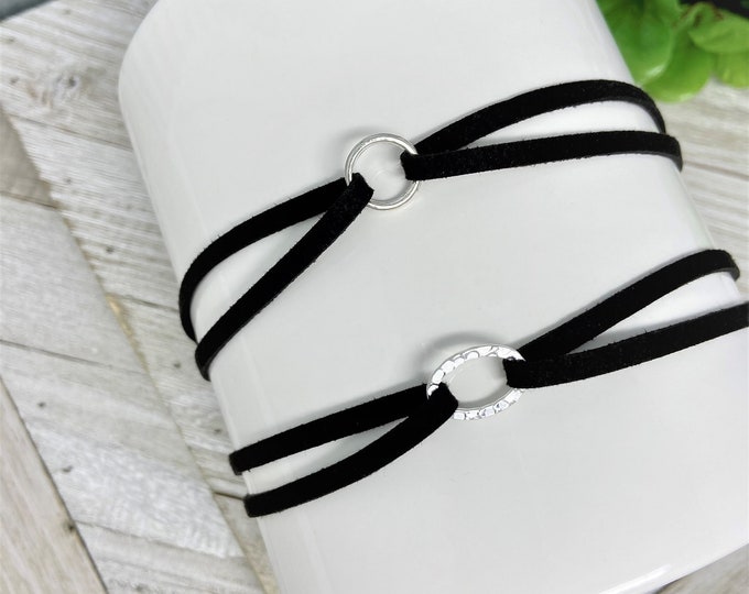 Layered Black Choker | Oval or Circle Charm