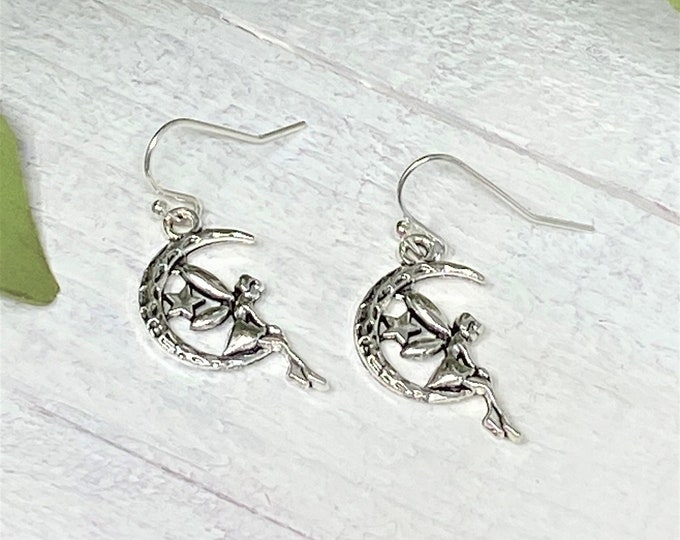 Fairy on Moon Earrings