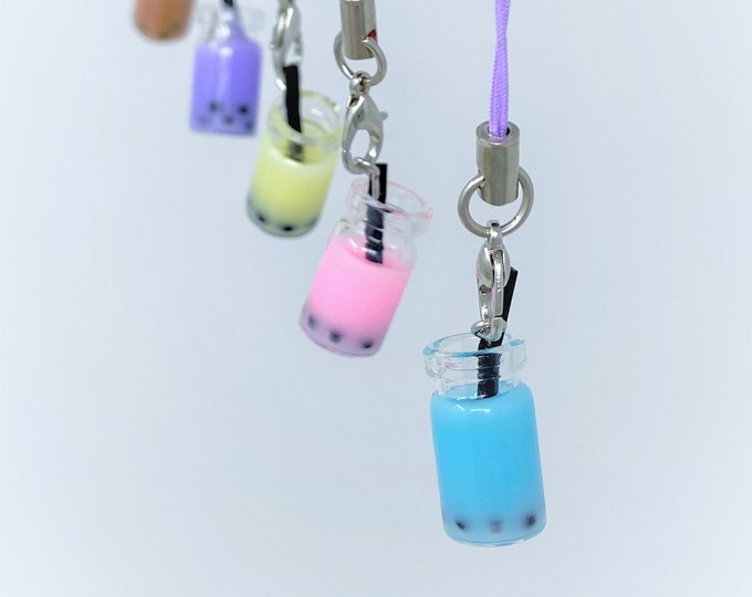 Bubble Milk Tea Phone Charm, Mini Lanyard, Cute Accessories