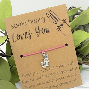 Bunny Wish Bracelet, Easter Gift, Easter Bracelet, Make a Wish Bracelet, Easter Party Favor, Some Bunny Loves You, Wish Bracelet, Bulk Order