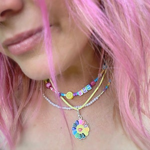 Fun Layered Necklaces, Summer Necklaces, Necklace Stack, Pearl Necklace, Beaded Necklace, Rainbow Necklace, Charm Necklace, Valentine Gift