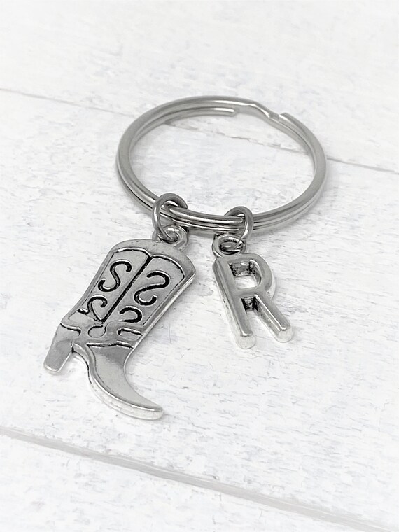 Cowboy Boot Keychain, Boot Zipper Pull, Boot Charm, Custom Keychains, Add Initials, Rodeo Keychain, Personalized Gift, Christmas Gift, Gift