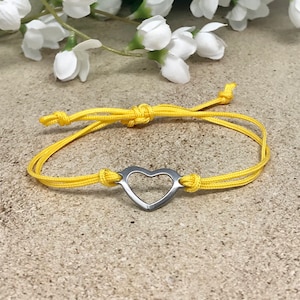 Heart Bracelet, Friendship Bracelet, Cord Bracelet, VSCO Bracelet, Adjustable Bracelet, Slipknot Bracelet, Charm Bracelet, Gift