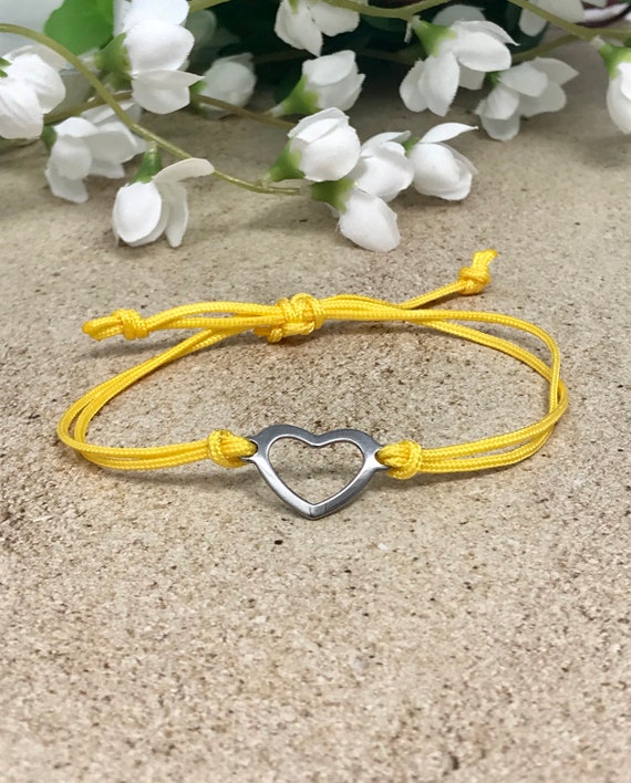 Heart Bracelet, Friendship Bracelet, Cord Bracelet, VSCO Bracelet, Adjustable Bracelet, Slipknot Bracelet, Charm Bracelet, Gift