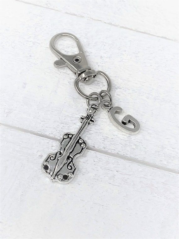 Violin Keychain, Violin Zipper Pull, Violin Charm, or Cello, Custom Keychains, Add Initials, Band Gift, Personalized Gift, Christmas Gift