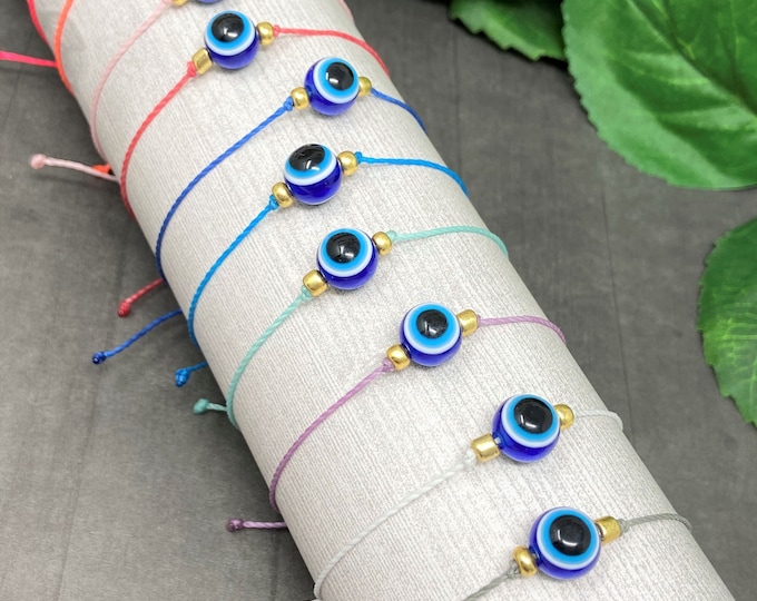 Handmade Evil Eye Bracelet: Waxed Cord Protection Bracelet
