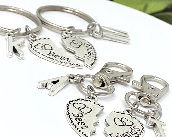 Best Friend Personalized Keychains | Set of Two | Add Initials