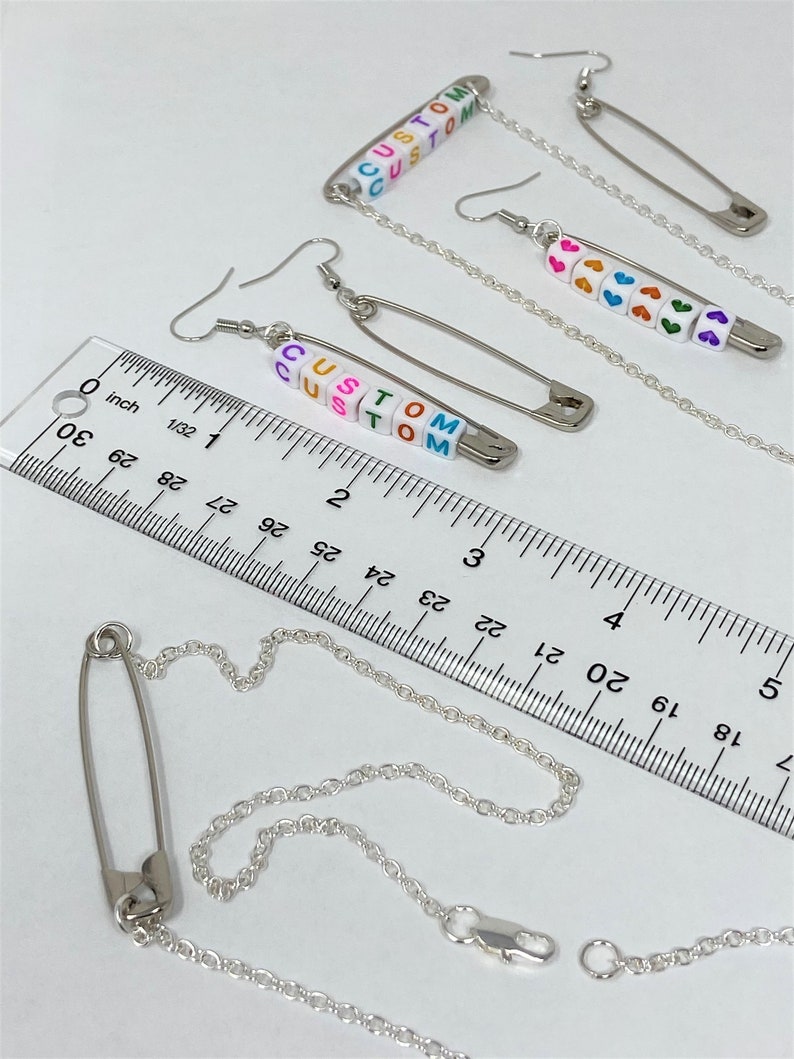 Custom Safety Pin Necklace Safety Pin Necklace Custom Safety Etsy