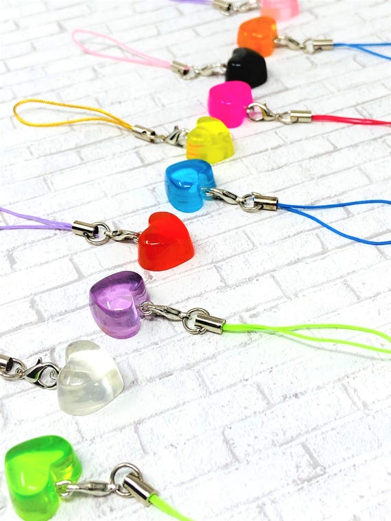 Gummy Heart Phone Charm, Mini Lanyard, Planner Charm