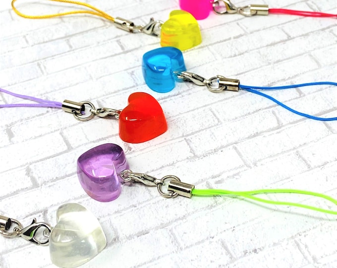 Gummy Heart Phone Charm, Mini Lanyard, Planner Charm