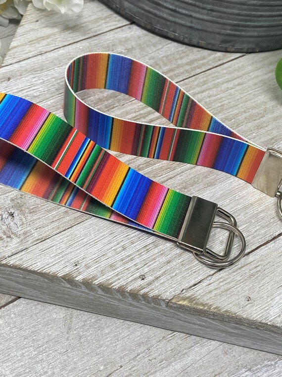 Serape Print Key Chain, Key Chain, Wristlet, Key Fob, Key Chain Wristlet, Wristlet Strap for Key, Faux Leather Key Chain, Serape Print, Gift