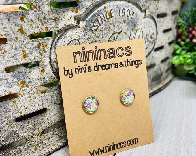 Floral Glass Print Earrings
