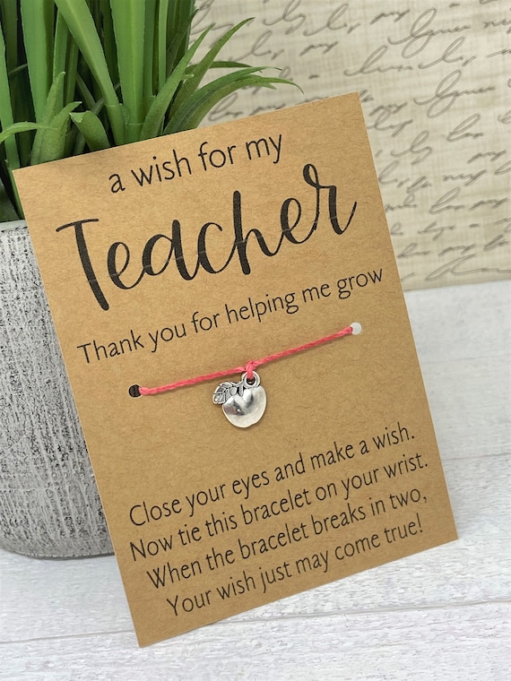 Teacher Gift, Teacher Wish Bracelet, Teacher Appreciation Gift, Daycare Teacher, Wish Bracelet, Back to School,Thank You For Helping Me Grow