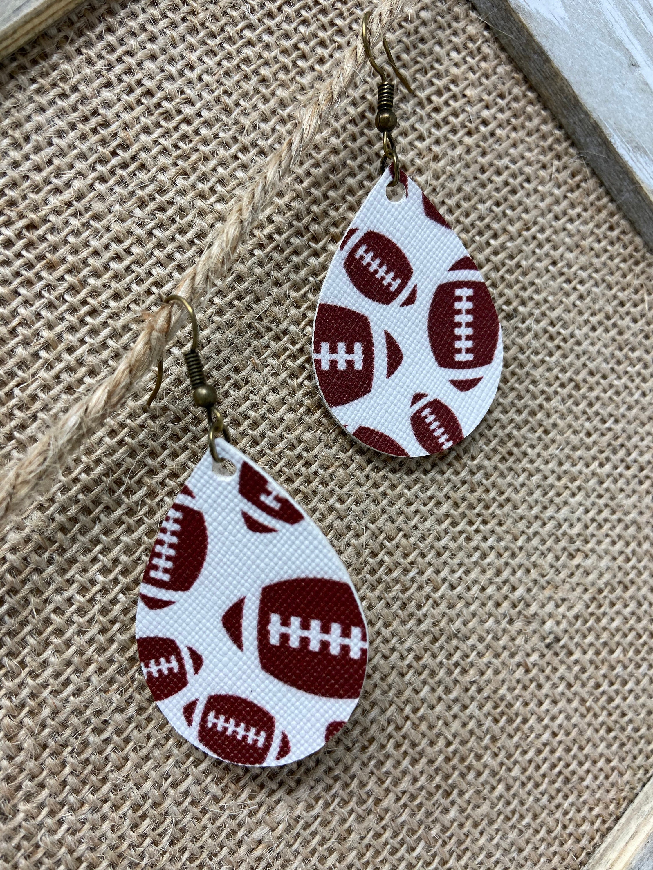 Football Earrings, Sports Earrings, Tear drop Earrings, Rustic Earrings ...