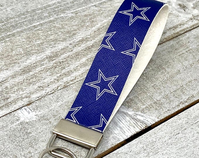 Dallas Cowboys Faux Leather Keychain Wristlet | Game Day Key Fob