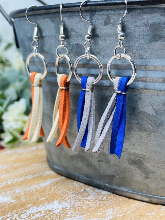 Longhorn Football, Longhorn Earrings, Mini Tassel Earrings, Dallas Cowboy Earrings, Football Earrings, Game Day, Football Jewelry, Gift