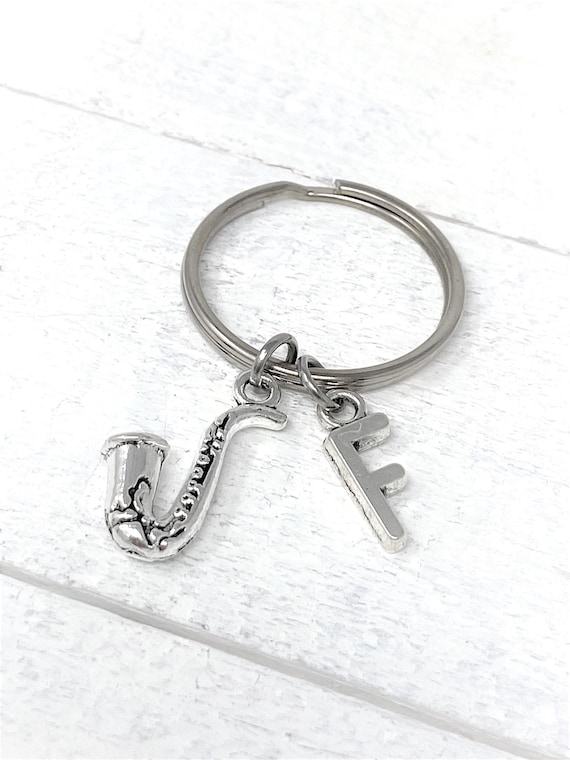 Saxophone Personalized Keychain | Add Initial