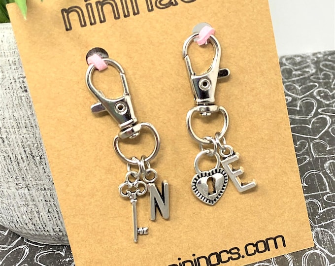 Lock and Key Personalized Keychains | Set of Two | Add Initials