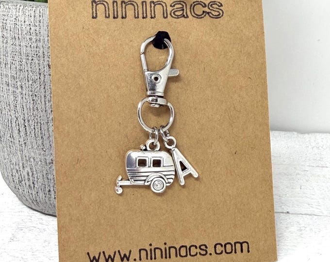 Camper Personalized Keychain or Bag Charm | Add Initial