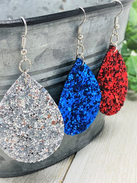 Glitter Teardrop Shaped Dangle Earrings |