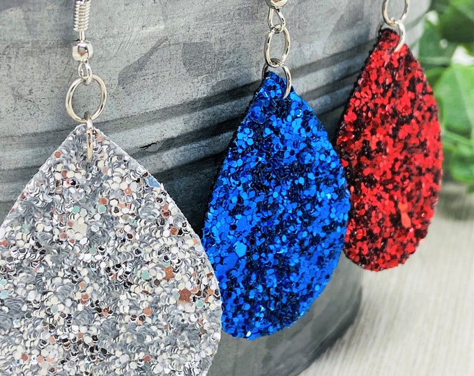 Glitter Teardrop Shaped Dangle Earrings