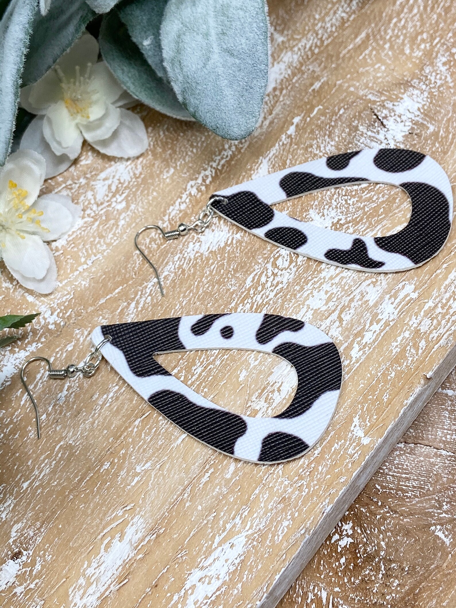 Cow Print Earrings Cow Themed Earrings Hollow Tear Drop | Etsy