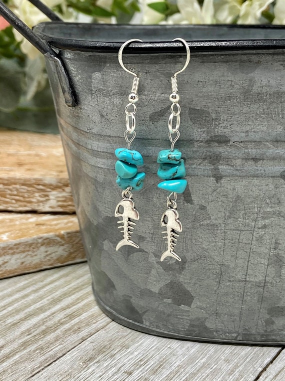 Gemstone Charm Earrings, Beach Earrings, Summer Earrings, Turtle Earrings, Gemstone Earrings, Turquoise Earrings, Dangle Earrings, Gift