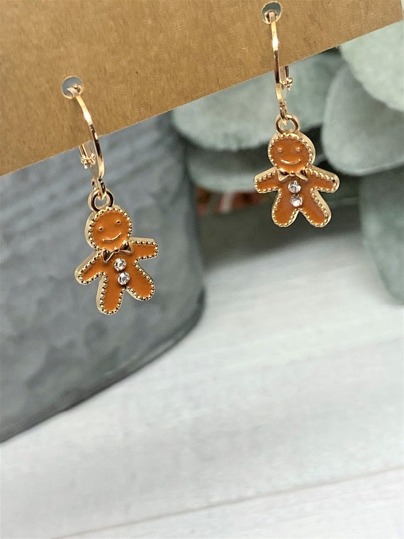 Gingerbread Man Earrings, Gingerbread, Holiday Earrings, Christmas Earrings, Cute Dainty Earrings, Christmas Gift, Gift