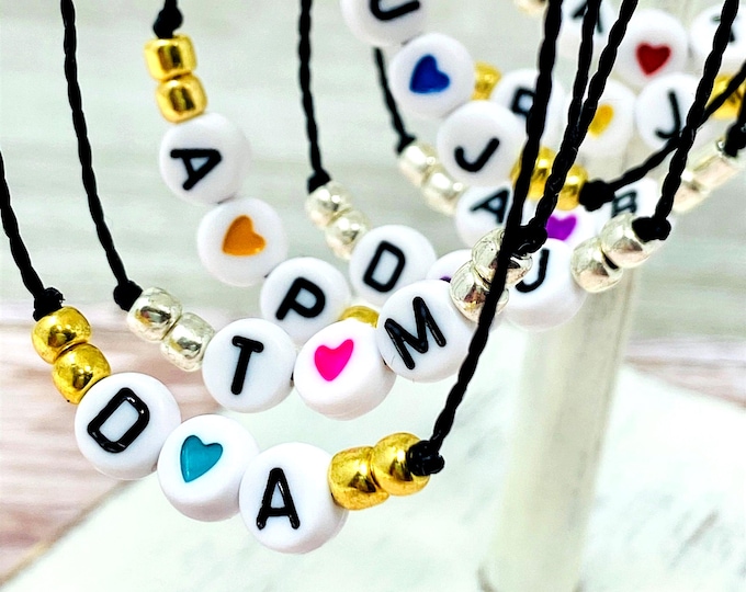 Personalized Initial Bracelet, Custom Beaded Name Bracelet, Couples Jewelry