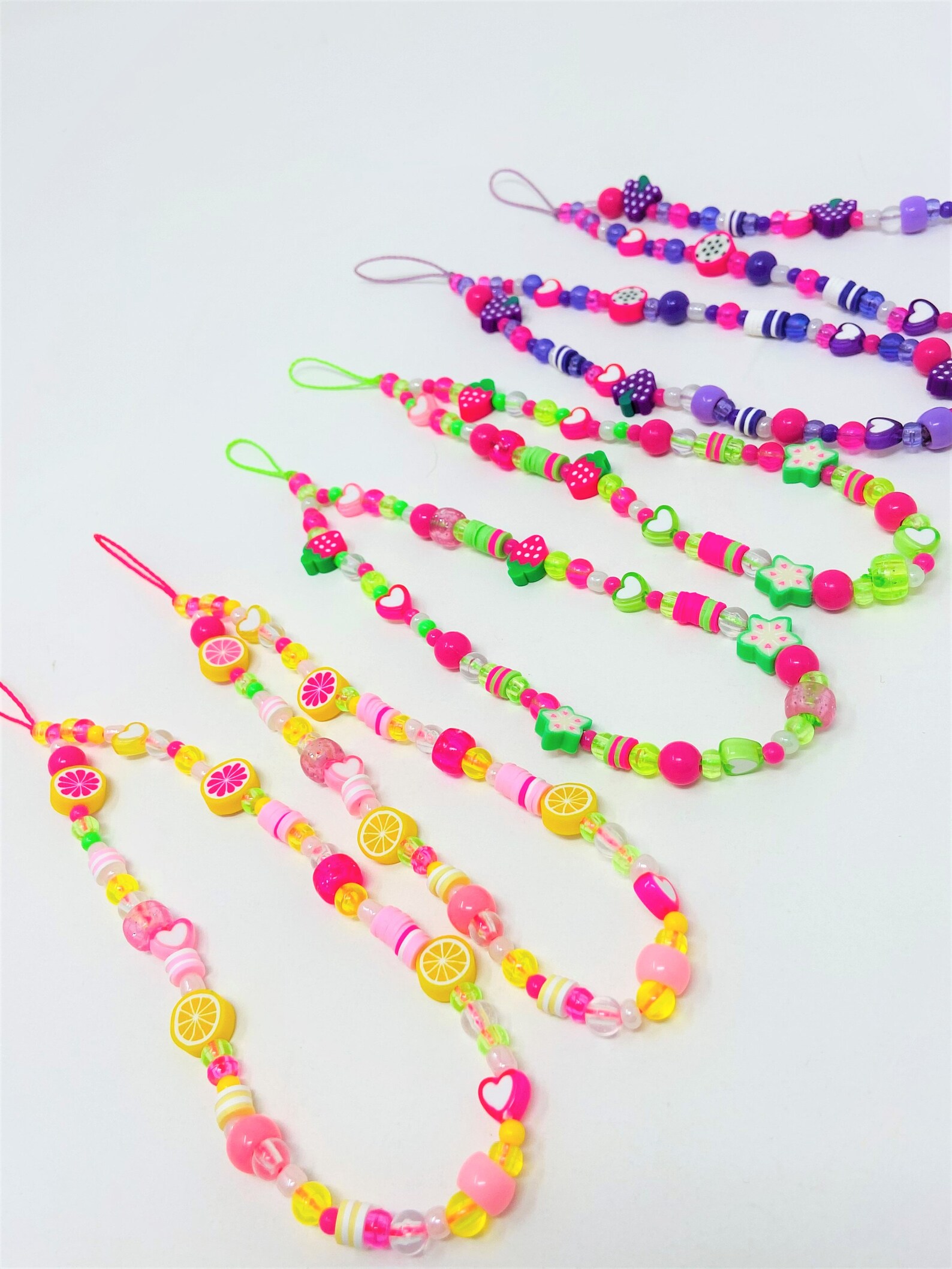 Phone Charms Y2K Style Beaded Phone Charms Fruity Beaded Etsy