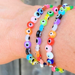 Rainbow Evil Eye Bracelet, Evil Eye Bracelet, Protection Bracelets, Multi-Colored Evil Eye Bracelet, Gift