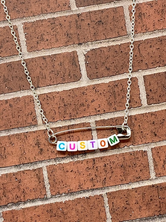 Custom Safety Pin Necklace, Safety Pin Necklace, Custom Safety Pin Earrings, Safety Pin Earring, Safety Pin Jewelry Set, Y2K, Valentine Gift