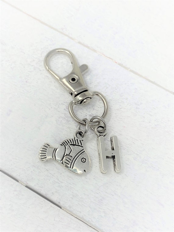Fish Keychain, Fish Zipper Pull, Fish Charm, Custom Keychains, Add Initials, Fishing Gift, Personalized Gift, Christmas Gift, Gift
