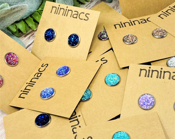 Glitter Druzy Earrings | Choose From Multiple Colors