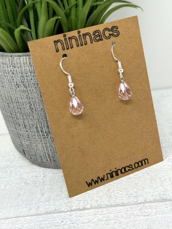 Pink Crystal Earring Drops | Breast Cancer Awareness