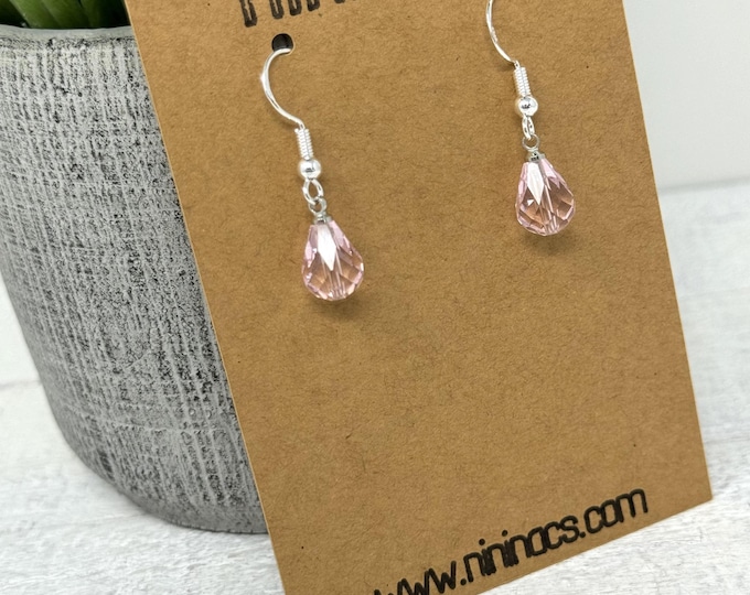 Pink Crystal Earring Drops | Breast Cancer Awareness