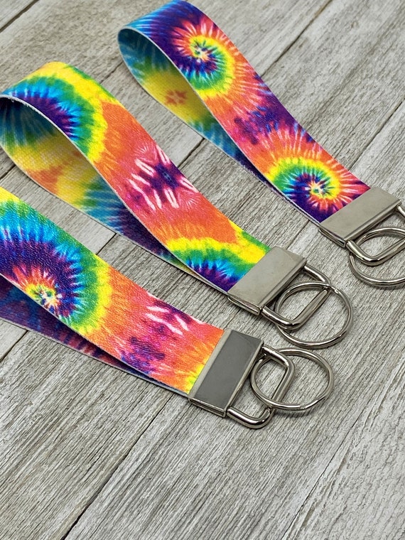 Tie Dye Key Chain, Tie Dye Key Fob, Tie Dye Wristlet, Key Chain, Wristlet, Key Fob, Tie Dye, Faux Leather Key Chain, Strap for Keys, Gift