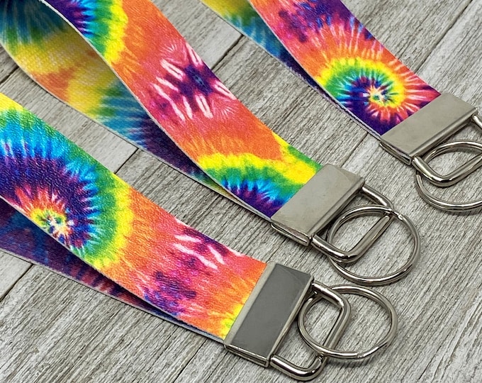 Tie Dye Faux Leather Wristlet Key Fob