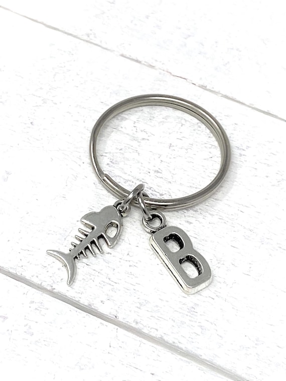 Fish Bone Personalized Keychain | Add Initial