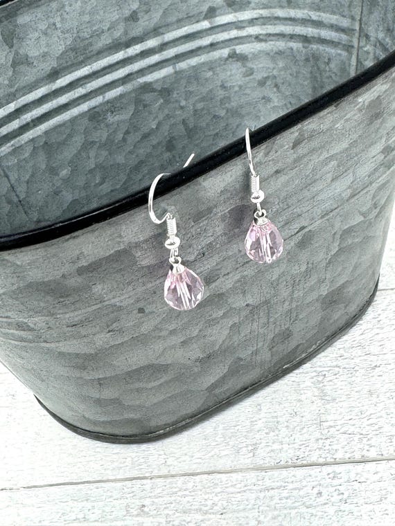 Breast Cancer Earrings, Pink Earrings, Breast Cancer Jewelry, Breast Cancer Awareness, October Birthstone Earrings, Breast Cancer Gift
