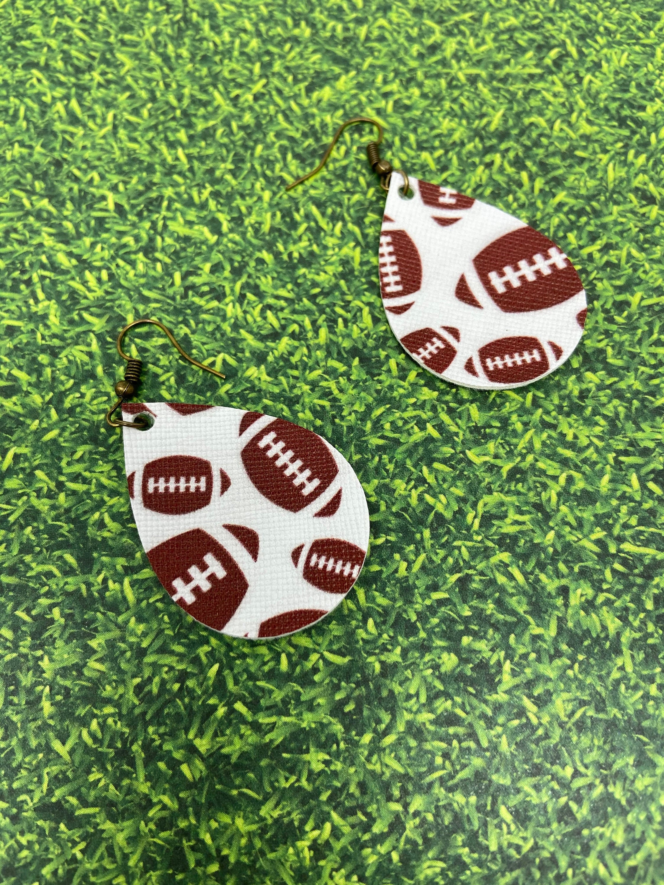 Football Earrings, Sports Earrings, Tear drop Earrings, Rustic Earrings ...