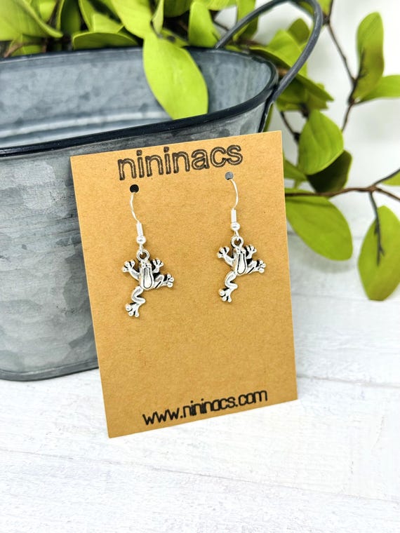 Silver Frog Earrings