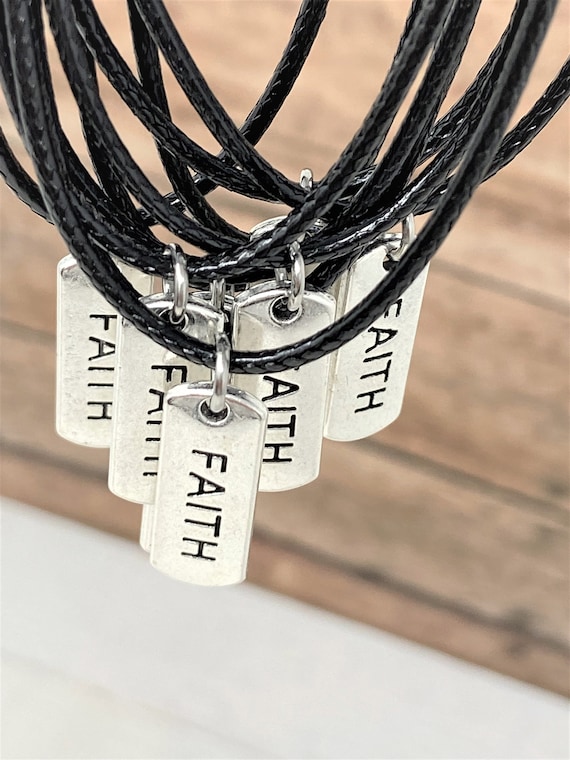 Faith Necklace, Bulk Orders Welcome, Faith Charm Necklace, Church Gifts, Summer Camp Gifts, Stamped Faith Charm, Perfect Gift