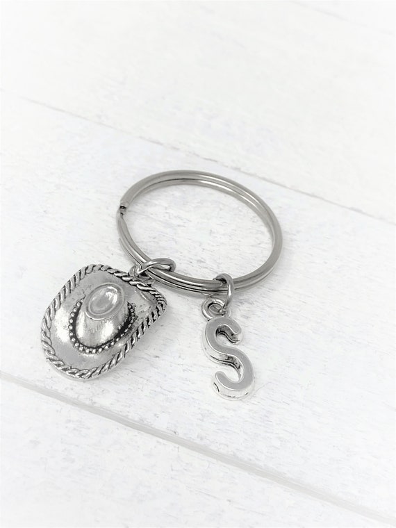Cowboy Hat Keychain, Cowboy Hat Zipper Pull, Hat Charm, Custom Keychains, Add Initials, Cowboy Gift, Personalized Gift, Christmas Gift