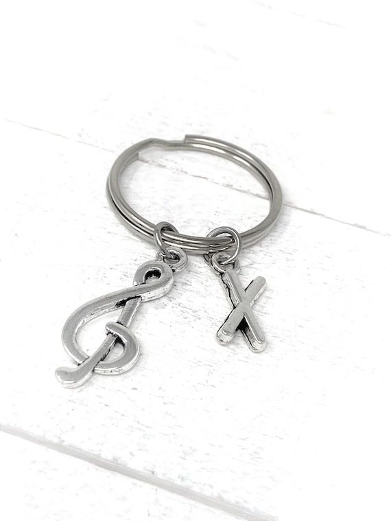 Treble Clef Personalized Keychain | Add Initial