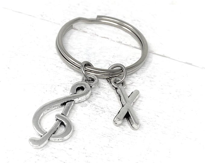 Treble Clef Keychain | Add Initials to Personalize