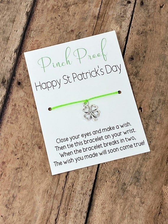St Patrick's Day Make a Wish Bracelet, Wish Bracelet, Pinch Proof Bracelet, Green Wish Bracelet, Get Your Green On, St Patrick's Day Gift